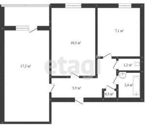 2-к квартира, вторичка, 44м2, 6/9 этаж