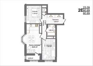 2-к квартира, вторичка, 61м2, 12/19 этаж