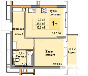 1-к квартира, вторичка, 36м2, 17/25 этаж