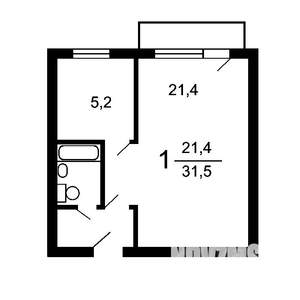 1-к квартира, вторичка, 31м2, 7/9 этаж