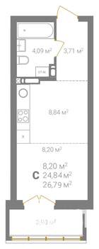 Студия квартира, вторичка, 27м2, 16/18 этаж