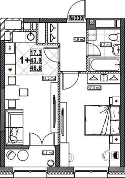 1-к квартира, вторичка, 47м2, 11/24 этаж