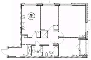 3-к квартира, вторичка, 93м2, 5/14 этаж