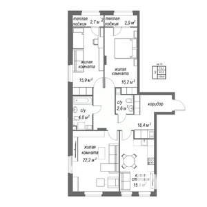 3-к квартира, вторичка, 101м2, 3/9 этаж