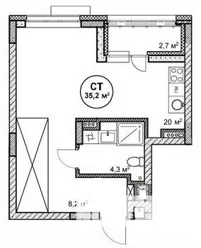 Студия квартира, строящийся дом, 35м2, 12/14 этаж