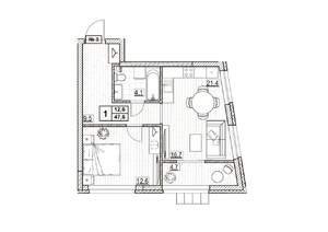 1-к квартира, вторичка, 48м2, 2/24 этаж