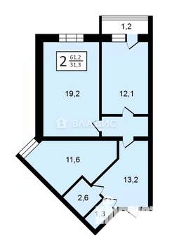 2-к квартира, вторичка, 60м2, 10/10 этаж