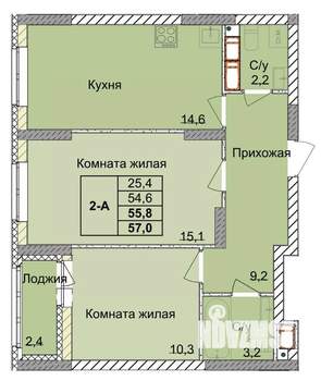 2-к квартира, вторичка, 56м2, 18/18 этаж
