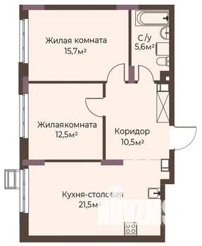2-к квартира, вторичка, 66м2, 4/12 этаж