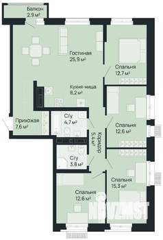 4-к квартира, вторичка, 110м2, 4/9 этаж