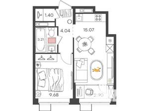 1-к квартира, вторичка, 36м2, 8/21 этаж