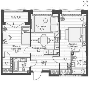 3-к квартира, вторичка, 71м2, 2/16 этаж