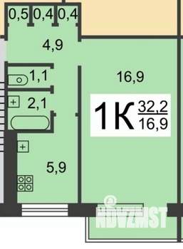 1-к квартира, вторичка, 33м2, 6/9 этаж
