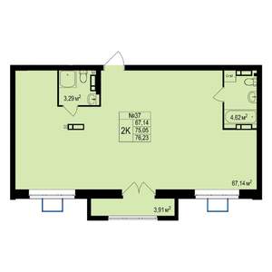 2-к квартира, вторичка, 76м2, 8/8 этаж