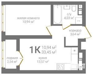 1-к квартира, вторичка, 33м2, 16/24 этаж