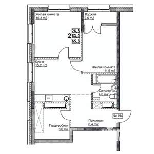 2-к квартира, вторичка, 66м2, 7/24 этаж