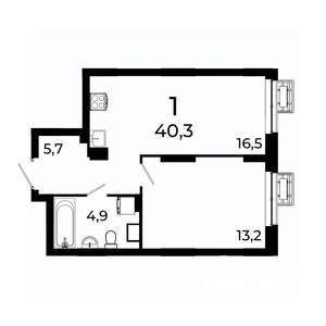 1-к квартира, вторичка, 40м2, 16/19 этаж