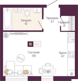 Студия квартира, вторичка, 33м2, 3/14 этаж