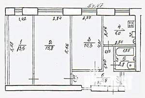 3-к квартира, вторичка, 54м2, 1/4 этаж