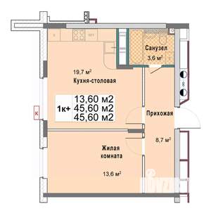 1-к квартира, вторичка, 46м2, 11/12 этаж