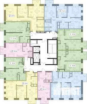 3-к квартира, строящийся дом, 65м2, 17/17 этаж