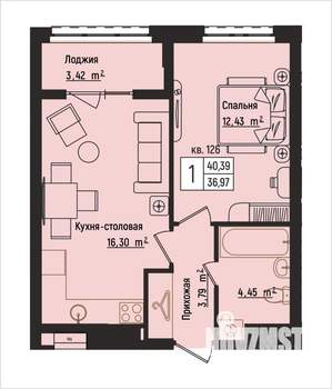 1-к квартира, вторичка, 40м2, 15/15 этаж