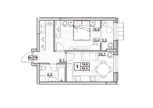 1-к квартира, вторичка, 44м2, 22/24 этаж
