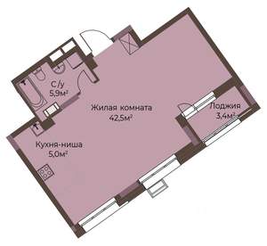 1-к квартира, вторичка, 55м2, 9/12 этаж