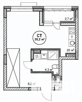 Студия квартира, вторичка, 35м2, 10/14 этаж