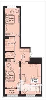 2-к квартира, вторичка, 65м2, 14/15 этаж