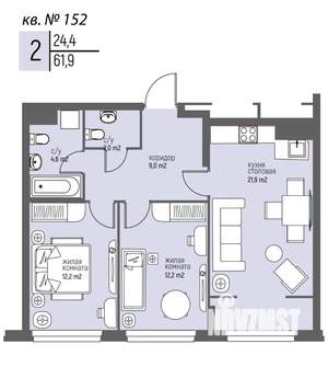 2-к квартира, вторичка, 62м2, 14/25 этаж