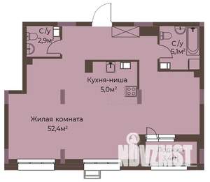 1-к квартира, вторичка, 67м2, 8/12 этаж