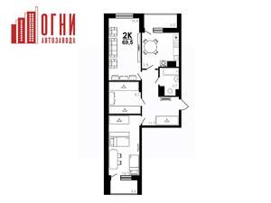 2-к квартира, строящийся дом, 70м2, 2/25 этаж