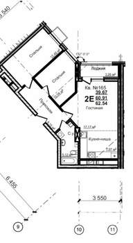 2-к квартира, вторичка, 62м2, 12/23 этаж