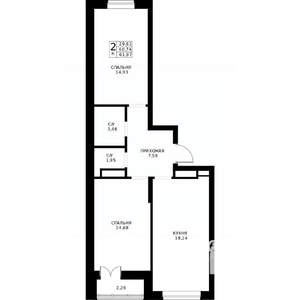 2-к квартира, строящийся дом, 62м2, 20/24 этаж