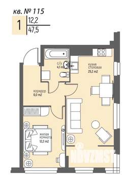 1-к квартира, вторичка, 48м2, 10/25 этаж