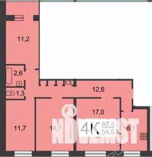 4-к квартира, вторичка, 80м2, 6/9 этаж