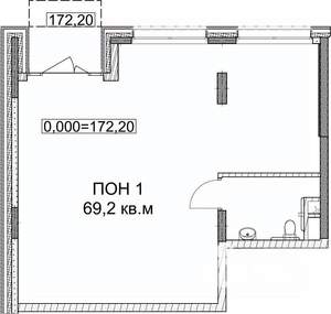 Студия квартира, вторичка, 69м2, 1/9 этаж