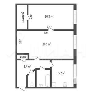 2-к квартира, вторичка, 44м2, 3/5 этаж