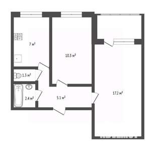 2-к квартира, вторичка, 44м2, 9/9 этаж