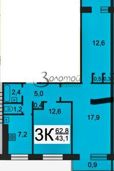 3-к квартира, вторичка, 60м2, 9/9 этаж