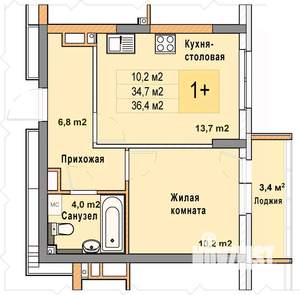 1-к квартира, вторичка, 36м2, 5/25 этаж