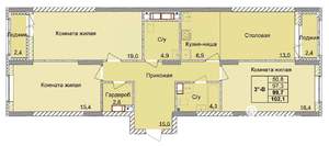 3-к квартира, вторичка, 100м2, 13/18 этаж