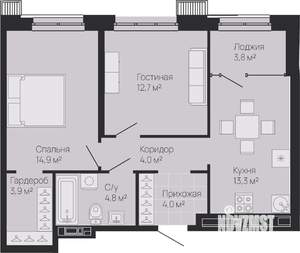 2-к квартира, вторичка, 60м2, 12/13 этаж