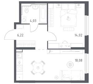 1-к квартира, вторичка, 42м2, 14/21 этаж