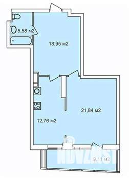 1-к квартира, строящийся дом, 63м2, 19/25 этаж