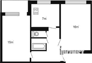 2-к квартира, вторичка, 45м2, 4/5 этаж