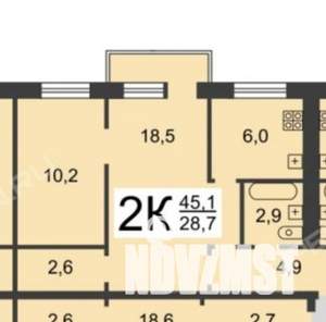 2-к квартира, вторичка, 45м2, 5/5 этаж