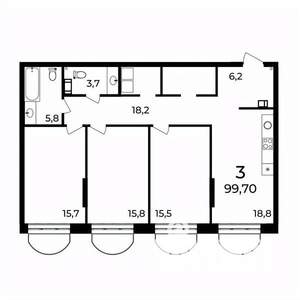 3-к квартира, вторичка, 100м2, 7/9 этаж