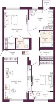 3-к квартира, вторичка, 100м2, 3/12 этаж